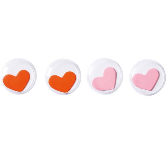 Yeux mobiles « Hearts », 20 mm, autocollants