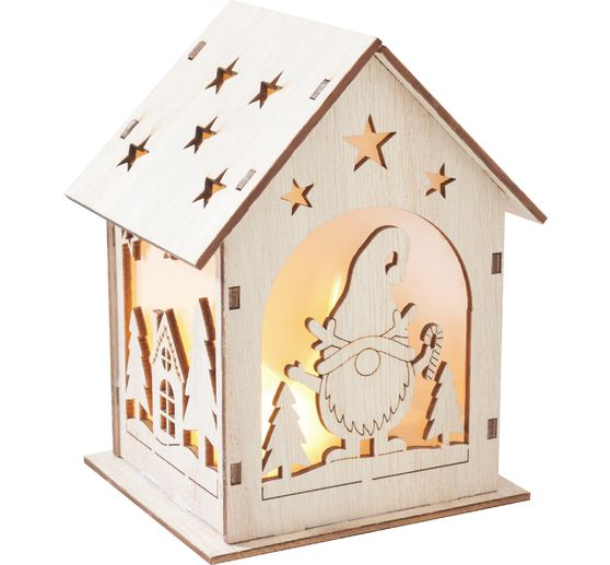 Kit de construction en bois VBS « Maison de lutin », à éclairage LED
