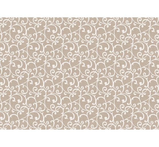 Tissu déco imprimé aspect lin au mètre « Diamond- Beige »