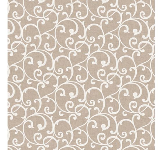 Tissu déco imprimé aspect lin au mètre « Diamond- Beige »