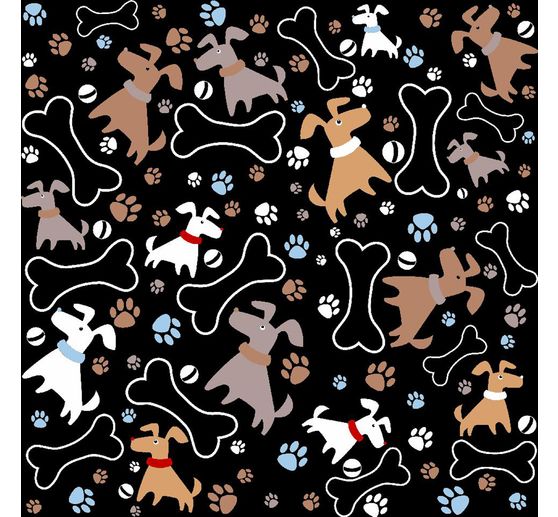 Tissu déco imprimé aspect lin au mètre « Dogs »