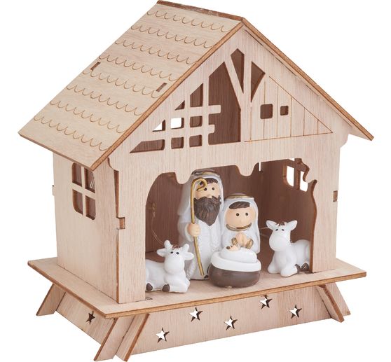 Décoration à emboîter en bois VBS « Crèche et santons »