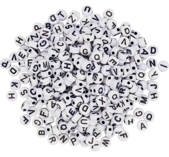 Set de perles lettres rondes VBS « Blanc », 35 g