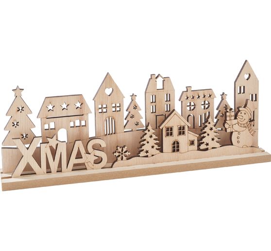 Décoration à emboîter en bois VBS « Village de Noël Xmas », 4 pc.