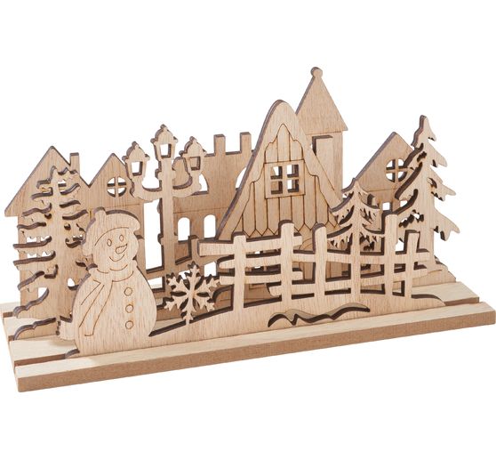 Décoration à emboîter en bois VBS « Village et bonhomme de neige »