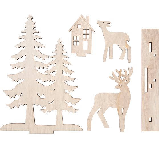 Décoration à emboîter en bois VBS « Chevreuils à la lisière de la forêt », 5 pc.