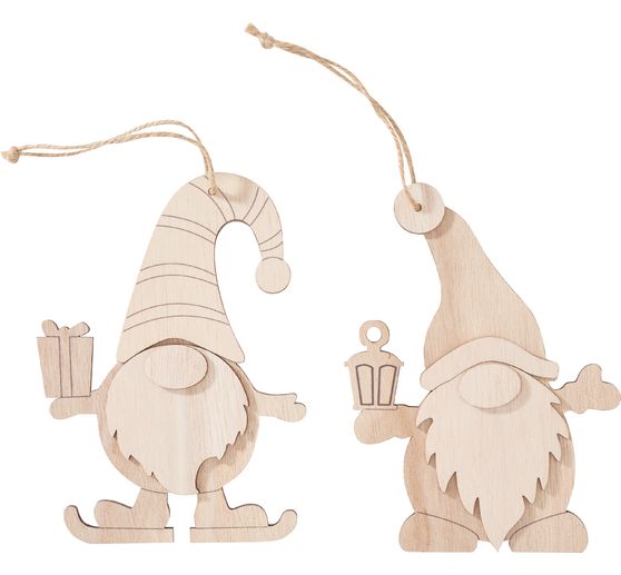 Décorations à suspendre en bois VBS « Lutin », set de 2