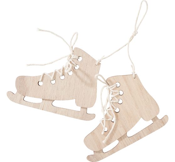 Décorations à suspendre en bois VBS « Patins à glace », 2 pc.
