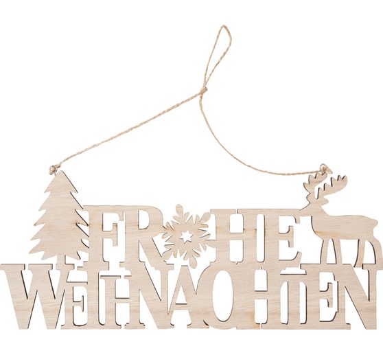 Décoration à suspendre en bois / inscription VBS « Frohe Weihnachten »