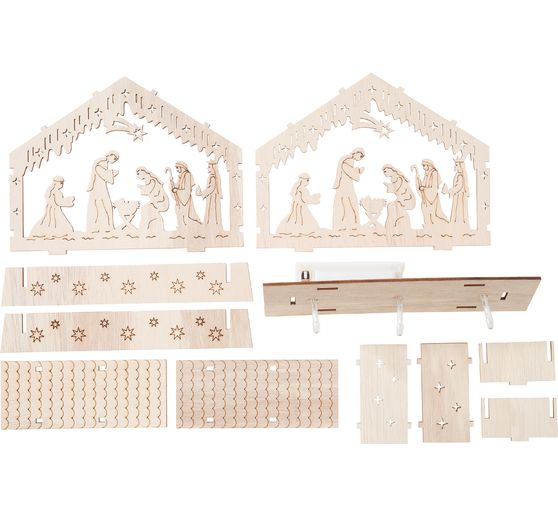 Kit de construction en bois VBS « Crèche à éclairage LED »