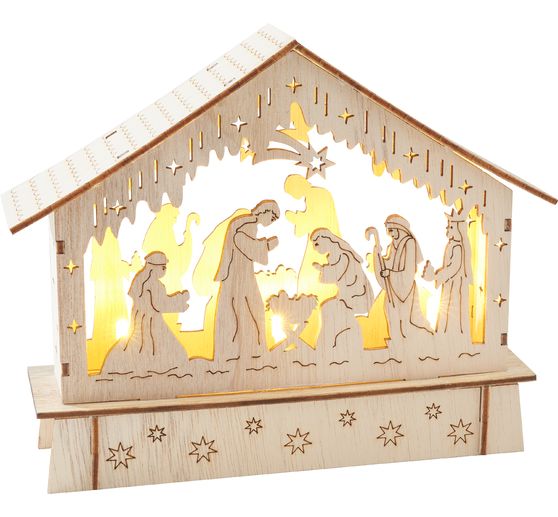 Kit de construction en bois VBS « Crèche à éclairage LED »