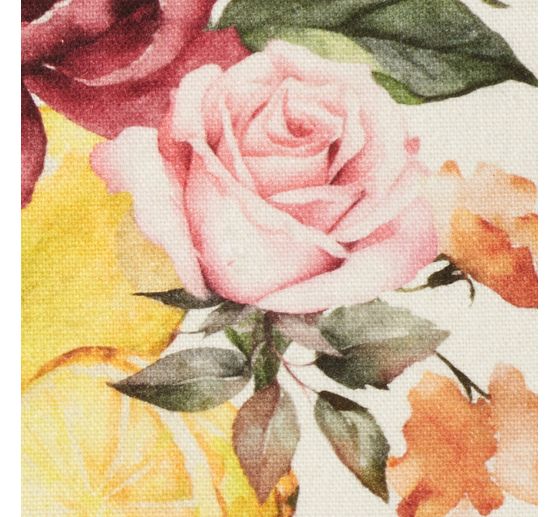 Tissu coton au mètre « Citron et roses »