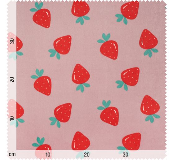 Tissu jersey polyester chilly print « Fraises »