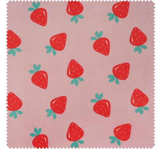 Tissu jersey polyester chilly print « Fraises »
