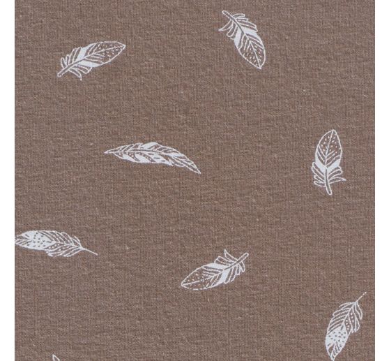 Tissu jersey au mètre « Plumes Taupe »