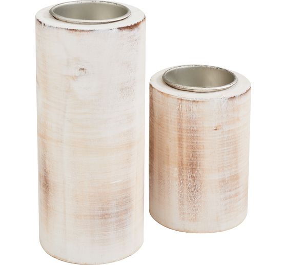Bougeoirs en bois déco, set de 2