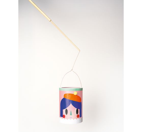 Wooden lantern stick incl. wire bracket + 1 LED light