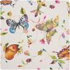 Decoration fabric linen optics "Butterflies and flowers"
