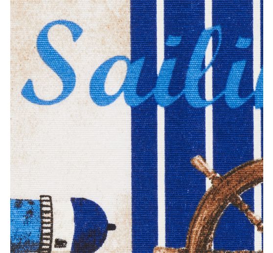 Tissu déco imprimé aspect lin au mètre « Sailing »