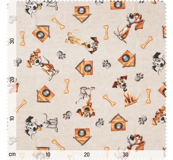 Tissu déco imprimé aspect lin au mètre « Duke »