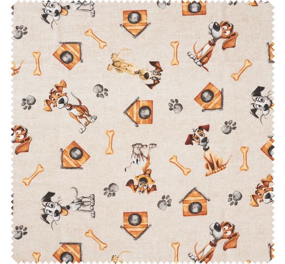 Tissu déco imprimé aspect lin au mètre « Duke »