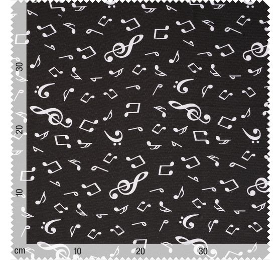 Tissu déco imprimé aspect lin au mètre « Notes de musique »
