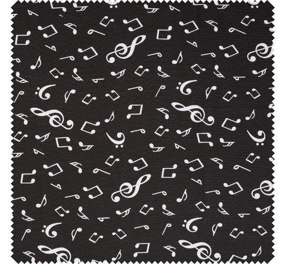 Tissu déco imprimé aspect lin au mètre « Notes de musique »