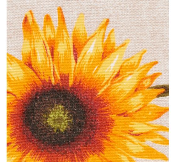 Tissu déco imprimé aspect lin au mètre « Tournesol »