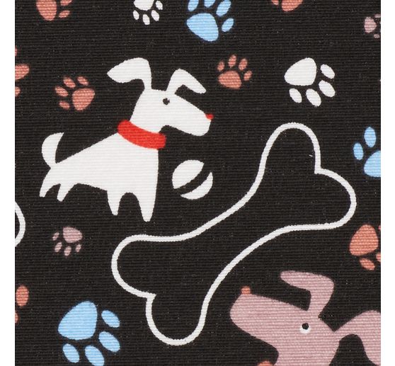 Tissu déco imprimé aspect lin au mètre « Dogs »