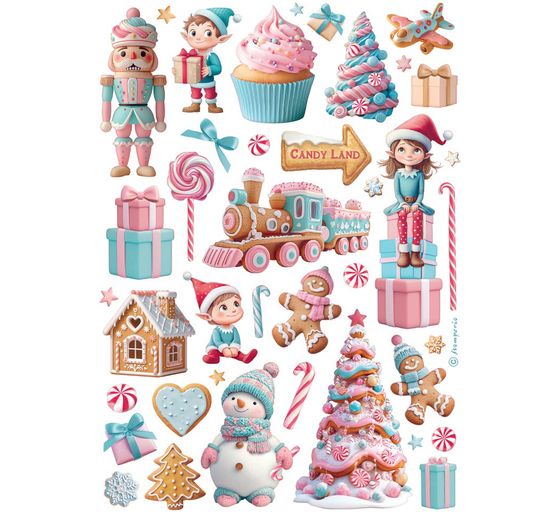 Assortiment de soies de paille à motifs « Candy Christmas », set de 6