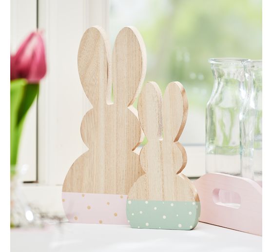 Lapins en bois VBS, set de 2