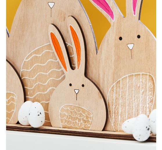 Décoration à emboîter en bois VBS « Famille de lapins »