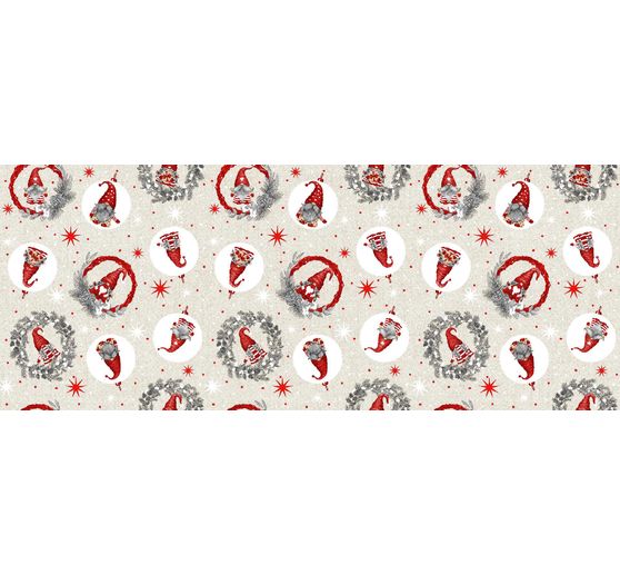 Tissu déco imprimé aspect lin au mètre « Lutins »