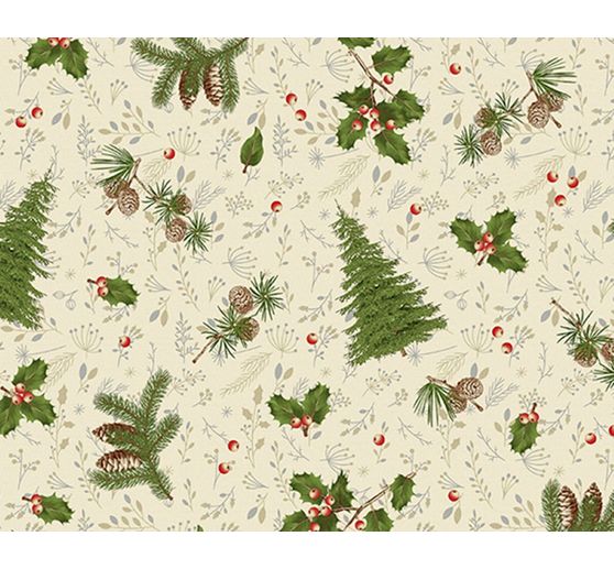 Tissu imprimé aspect lin au mètre « Woodland »