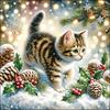 Serviette &laquo; Cute Cat In The Snow &raquo;