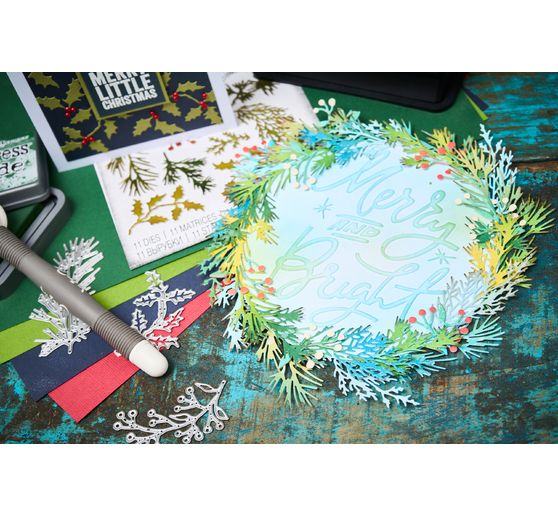 Gabarit d’estampe Sizzix Thinlits « Holiday Greens by Tim Holtz »