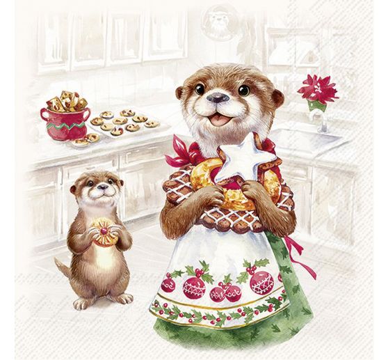 Serviette « Otter Family Baked »
