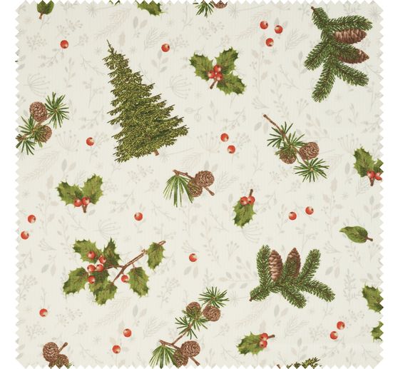 Tissu imprimé aspect lin au mètre « Woodland »