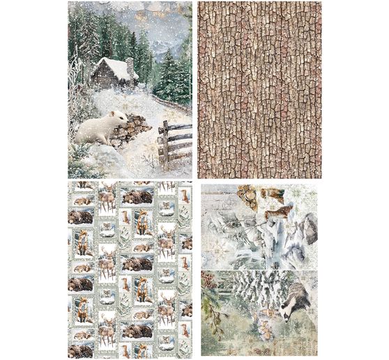 Assortiment de soies de paille à motifs « Forest Tales », set de 4 pièces