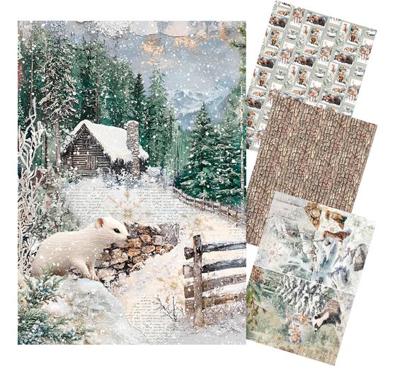 Assortiment de soies de paille à motifs « Forest Tales », set de 4 pièces