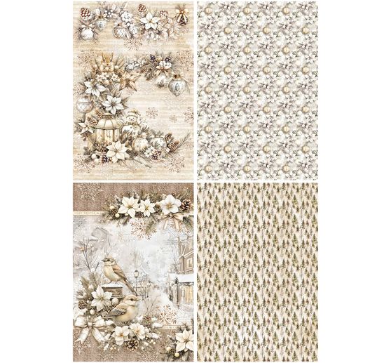 Assortiment de soies de paille à motifs « Winter Season », set de 4 pièces