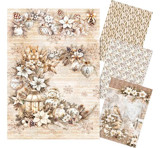 Assortiment de soies de paille à motifs « Winter Season », set de 4 pièces