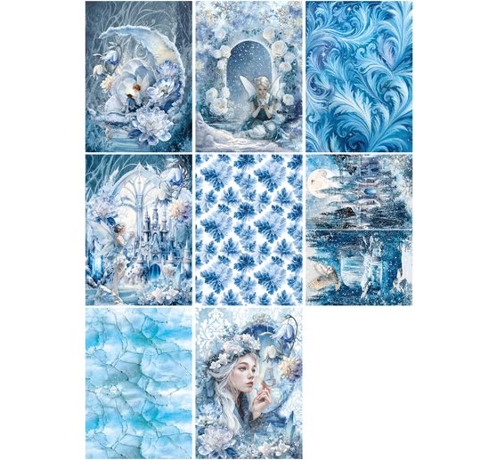 Assortiment de soies de paille à motifs « Frozen Land », set de 8 pièces