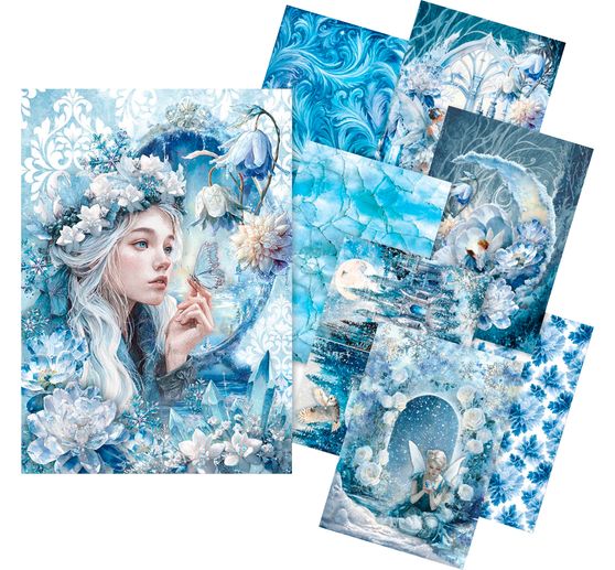 Assortiment de soies de paille à motifs « Frozen Land », set de 8 pièces