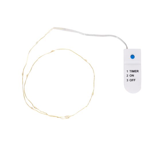 Guirlande lumineuse micro-LED VBS, avec minuterie 6/18 h, câble doré, 10 LED