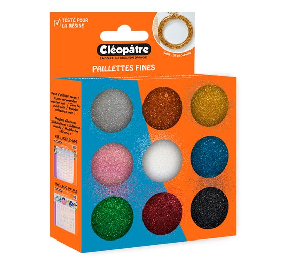 Poudre scintillante, set de couleurs, 9 bâtons