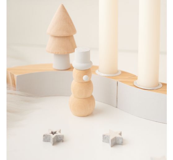 Couronne en bois / bougeoirs VBS, 4 pc.