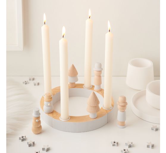 Couronne en bois / bougeoirs VBS, 4 pc.