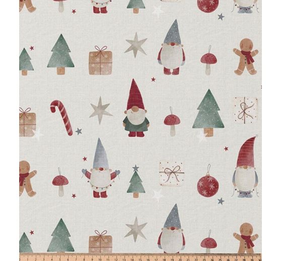 Cotton fabric "Gnome Christmas world"