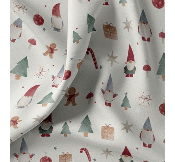 Cotton fabric "Gnome Christmas world"